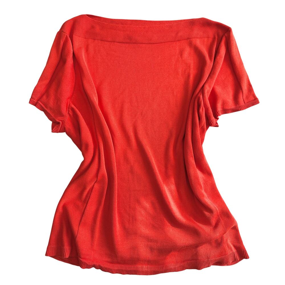 COLDWATER CREEK Silk Cotton Top Orange Boat Neck Short Sleeve Sweater Plus 3X - Picture 3 of 9